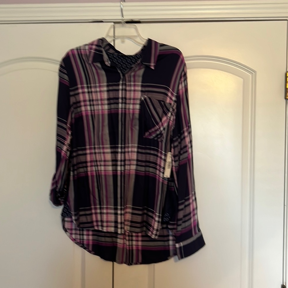 Beautiful plaid blouse, new with tags